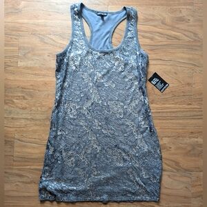 Express Silver Sequin Midi Dress